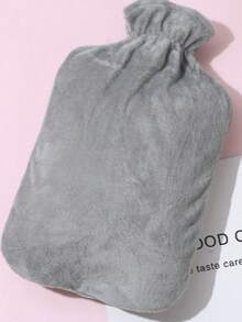 Hot Water Bottle With Refillable Water Bag Warm Water Bag For Ladies Hand Warmer And Abdominal Heat Pack Plush Fabric Cover Hand Warmer - Grey - View 1