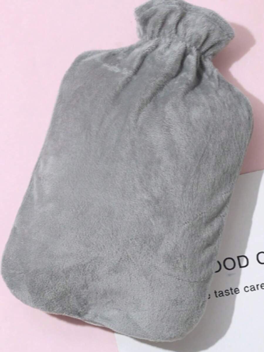 Hot Water Bottle With Refillable Water Bag Warm Water Bag For Ladies Hand Warmer And Abdominal Heat Pack Plush Fabric Cover Hand Warmer - Grey - View 1