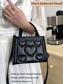 Vintage Heart Quilted Square Handbag For Women, Heart Embossed Shoulder Bag With Adjustable Strap & Dual Top Handles, Convertible Crossbody Purse For Parties, Commute, Travel And Date Nights, Fits Phone, Makeup Compact & Keys In Black, White, Yellow And Green,The Best Gift Choice, Birthday Gift, Christmas Gift[US Local Warehouse]