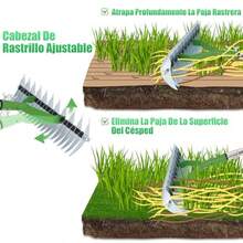 Rastrillo de Paja de 669 Pulgadas de Acero Al Carbono Robusto Rastrillo de Césped con 4 Postes Desmontables para Limpiar Césped Muerto JardínGarden Rakes
