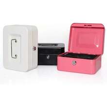 Decaller Cash Box With Money Tray, Metal Locking Money Box With Key Lock For Security, 7 4/5" X 6 1/3" X 3 1/2", Black, QH2003S - ColorC - View 6