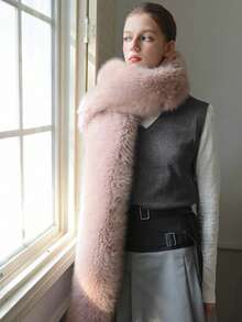 1件女士加厚仿狐狸毛披肩，适合新娘礼服，黑白配色，奢华仿皮草保暖配饰，适合圣诞节、派对、优雅装扮 - A - 查看 8