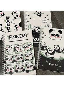 1 Cuaderno espiral con diseño de panda lindo - Temas de animales y dibujos animados con páginas desprendibles, 60 páginas para la escuela y la oficina, cuaderno 2025 2026 (colores aleatorios)