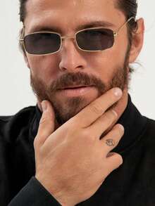 1副复古美式金属时尚眼镜方形小框奢华街头摄影时尚眼镜 - A - 查看 2