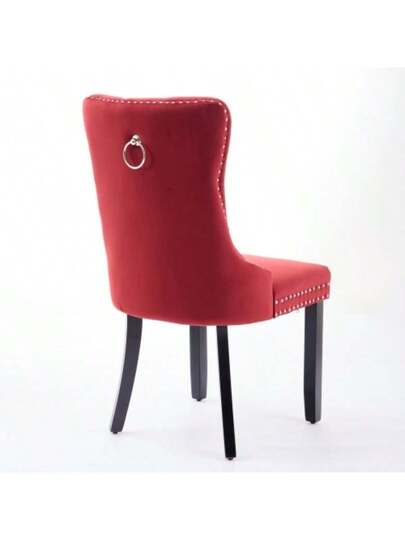 Nikki Collection Modern, High End Tufted Solid Wood Contemporary Fluwelen Upholstered Dining Stoel Legs Nailhead Pcs Set, Beige, DE2001BG view 6