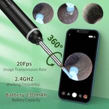 Ear Wax Remover, Ear Wax Cleaner With Camera, Ear Wax Removal Cone With Tweezers, Cleaning Kit, Ear/Nose/Throat Examination Tool With Household Light, Ear Wax Removal Tool With 8 Earplugs - Ear Canal Cleaner With 1296P Camera - màu đen - Xem 7