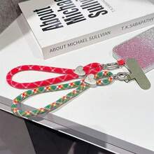1pc Christmas Autumn/Winter Dopamine Contrast Color Heart Plush Knitted Lanyard, Versatile Phone Case Strap, Keychain, Unisex Creative High-End Gift
