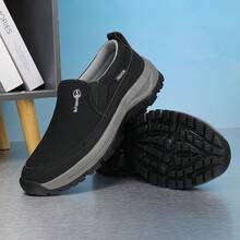 男士休闲鞋，新款舒适时尚简约纯色多功能户外徒步露营防滑平衡耐磨帆布一脚蹬乐福鞋，男士休闲运动鞋（鞋码偏小，下单时请选择大一码） - 黑色 - 查看 8