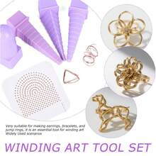 2/4/6个铜线线圈，DIY塑料手动绕线轴，珠宝绕线工具，金属线圈塔，手工线圈拉丝，珠宝轴线规，DIY工具套装 - 淡紫色 - 查看 4