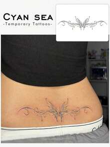 1pc Waterproof, Sweat-Proof, Washable, Pvc Temporary Tattoo Sticker, Non-Reflective With Fashionable Butterfly Pattern, Suitable For People's Daily Use - Multicolor - View 1