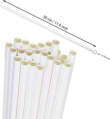 Cotton Candy Cones 24Pcs 11.8" Cotton Candy Holder Stick Paper Straw Cones Birthday Wedding Party Candy Making (-24pcs) - 白色 24 件 - 查看 2