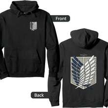 Tittan Scout Regiment Emblem Front Back Pullover Hoodie - Black - View 1