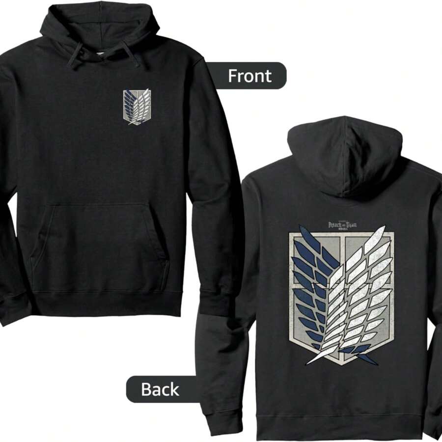 Tittan Scout Regiment Emblem Front Back Pullover Hoodie - màu đen - Xem 1