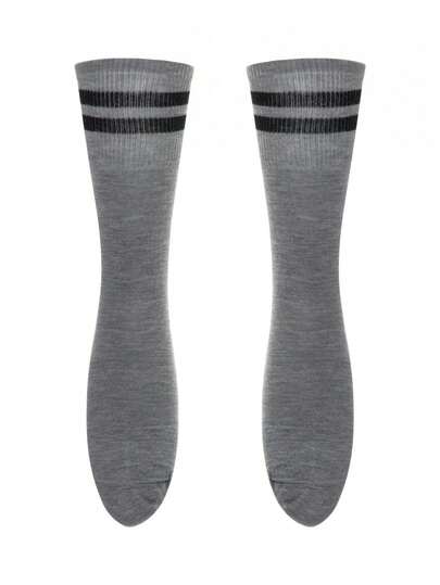 Women Men Knee High Socks Letter Print Stripe Thermal Stockings Novelty Fashion Breathable Fitted Long Tube Socks Unisex