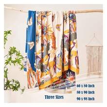 Boho Throw Blanket, 100% Cotton Ultra Soft Luxury Throw Rustic Quilt, 60"X80" Floral Bird Butterfly Farmhouse Decor Bed Blankets, All Season Rustic Reversible Bohemian Throw For Bed - Yellow 3D Printed Throw Blanket Whether For A Sofa Nap Or A Quick Break At The Office, It Brings You Comforting Warmth. - 彩色 - 查看 4