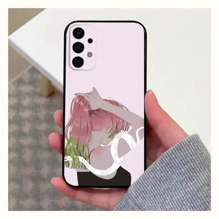 Funda de teléfono D-Demon S-Slayer Mitsuri Obanai compatible con Samsung Galaxy A13, A21s, A22, A31, A32, A52, A53, A71, A80, A91, funda negra suave, compatible con funda de  17, funda de  17 Pro, funda de  17 Pro Max - z4 - Añade 13