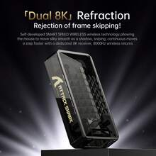 ATTACK SHARK X8 终极无线游戏鼠标，PAW3950MAX 42K DPI 传感器，光学微动开关，800mAh 电池，59g 轻量化设计，配备 RGB 螺旋线缆 - 彩色 - 查看 6