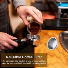 1pc 51MM & 58MM Stainless Steel Double Layer Reusable Coffee Filter Basket, Barista Espresso Machine Accessories, Kitchen & Coffee Filtering Tool - 51MM - View 5