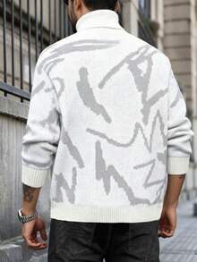 1pc Men's Casual Comfortable High Neck Sweater, Versatile For Outdoor, Commute, Hiking, Training, Running, Fitness, Daily Wear, Loose Fit Pullover, Suitable For Halloween - Grey - View 4