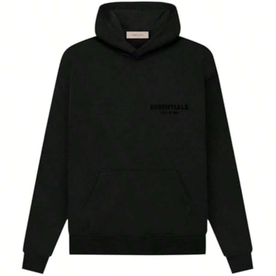 Essentials -Fear Of God Oversized Hoodie Collection FW21-FW2 MEN WOMEN Hoodie Vintage Flocking Craftsmanship Combined With Modern Breathable Technology, Warm Cotton Flocking, Loose Urban Functional Wear, High-End Cotton To Create An Urban Street Style, Loose Silhouette Non-Ge - 加長豪華轎車/黑色 - 查看 1