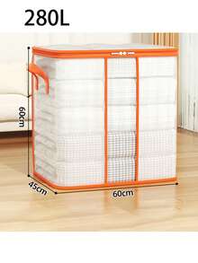1pc Transparent Mesh Quilt Storage Bag, Large Capacity Transparent Quilt Storage Bag, Reinforced Handles, Suitable For Clothes, Bedding, Moving, And Cargo Storage; Waterproof Material; Beautifies Wardrobe; Large Capacity Foldable Household Packing Bag; Clothes Storage, Bedroom Essentials, Travel Essentials Garment Bag Waterproof Bag Storage Bags Clothes Organizer Clothes Bag Packing Cubes Travel Organizer