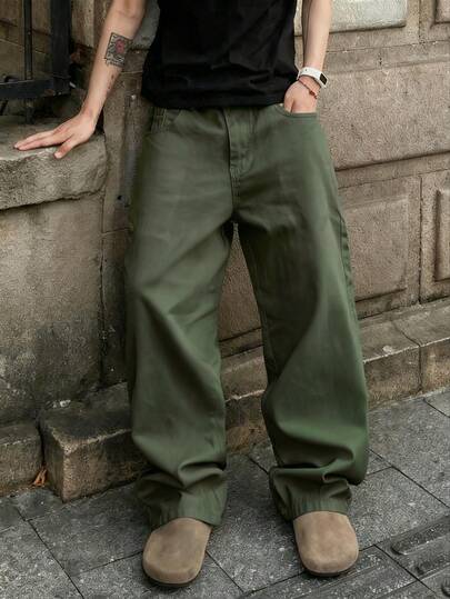 1pc Men's Casual Straight Leg Jeans, High-Quality Streetwear Style, Comfortable For Outings (Belt And Accessories Not Included)