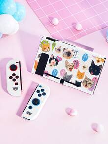 1个可爱猫咪图案保护套兼收纳袋，适用于Switch 2 (2025)主机配件，兼容Switch 2/Switch OLED/Switch NS，保护您的主机，送给Switch玩家的最佳礼物 - 彩色 - 查看 10