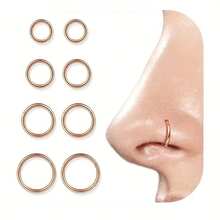 8pcs 16G Surgical Steel Hinged Segment Clicker Nose Hoop Spiral Cartilage Daith Ear Plugs Sleeping Earrings Body Piercing 6-12mm - Multicolor - View 5