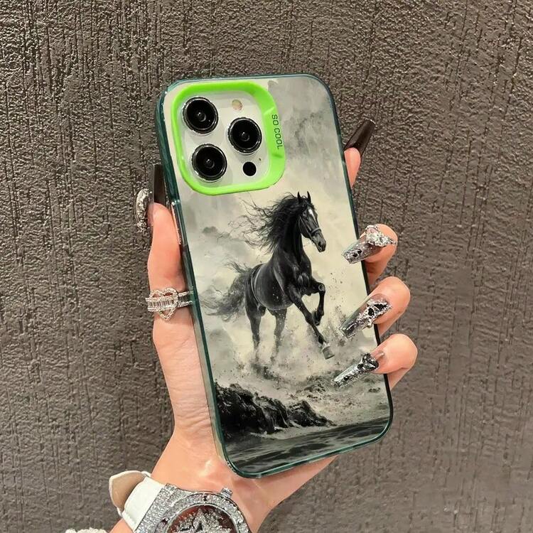 Funda móvil de diseño de caballo para correr compatible con  17 16 15 14 13 12 11 Pro/ Max/Plus anticaída y protección contra golpes trasera, funda compatible con funda  17 pro max,  17 pro funda,  17 funda,  16 pro max - Rosa6 - Añade 11