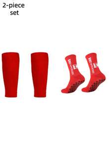 2 Pairs Men's Mid-Calf Sports Leg Sleeves, Non-Slip Shock-Absorbing Comfortable Breathable Compression Leg Guards For Football - Multicolor - View 9