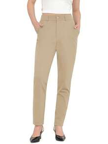 Women's High Waisted Leg Dress Pants, Work Business Trousers, Formal Office Tummy Control Slacks, 2025 - 卡其色 - 查看 12