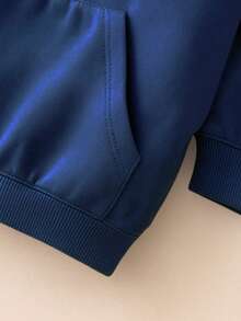 Children's Sweatshirt, School Hoodie, Unisex, Original Logo, Minimalist Style Jacket - Màu xanh hải quân - Xem 2