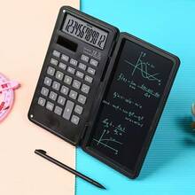 12-Digit Large Display Foldable Calculator With Writing Board - Multifunctional Calculation, Portable Writing Board, Efficient Tool For Office, Finance, Student Work, And Business Scenarios - Black - View 10