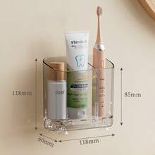 حامل فرشاة أسنان كهربائية قابل للفصل ب- 3 فتحات، مثبت على الحائط مع حواجز، رف قابل للإزالة لتخزين فرشاة الأسنان ومعجون الأسنان، مناسب للحمام/المطبخ/المكتب - متعدد الألوان - مشاهدة 15