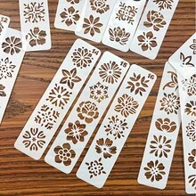 20pcs Flower Hollow Drawing Templates, Suitable For Makeup Masquerade, Painting Stage Makeup Molds, Hollow Printing PET Scraping Board Reusable And Washable - one-size - View 6