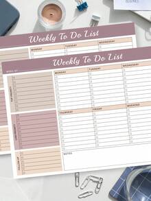 1 pieza Calendario semanal A4, Lista de tareas de fin de semana, Cuaderno planificador diario y semanal, Libreta de lista de tareas pendientes, Adecuado para trabajo y estudio, 52 páginas, Útiles escolares de vuelta al cole