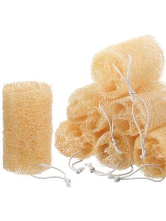 2个装天然丝瓜络沐浴海绵，非洲网状海绵，用于去角质，使肌肤光滑清洁，男女通用，适用于浴室、脸部和背部清洁。