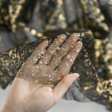 Black Gold Gauze Table Runner 120 Inch 10FT, Glitter Metallic Foil Sheer Dining Wedding Anniversary Holiday Birthday Table Decor For Home Party,28inchx120inch,BlackGold - 黑金 - 查看 7