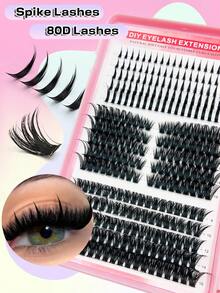 Asiteo 3 IN 1 Lash Clusters Eyelash Book 540/1080 PCS 80D Long 8-16mm Lash Spikes Eyelash Clusters Volume Individual Lashes DIY Spiky Lash Extension Manga Cluster Eyelash Extensions Mink Strips Lashes Thick Lash Clusters, Eyelash Clusters, Individual Eyelashes, Christmas Stocking Stuffers,Christmas Gifts - Black - View 3