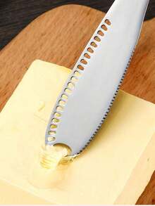 Stainless Steel Butter Spreader, Ready Butter 3-In-1 Knife, Stainless Steel Serrated With Holes In Blade - Cold Butter Spreader, Curler & Micro Grater, Dishwasher Available - 銀色 - 查看 7