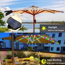 ZNYCYE - Paraguas de patio con 8 modos clip de panel solar mas grande actualizado 5 V 152 LED 8 hebras luces de paraguas al aire ultima intervension impermeable para patio playa tienda - varioscolores - Ver 6