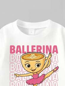 Young Girl Casual Letter & Cartoon Graphic Crew Neck Sweatshirt And Flare Pants Set, Autumn - White - View 5
