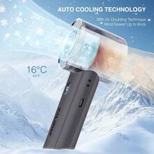 AWYYHandheld Portable Fan With Ice Cooler 5000mAh Rechargeable Personal Fan [15H Cooling Time] Mini Y Powerful [12000+ RPM] Small Pocket Fans For Travel/Outdoor/Office Quiet Neck Fan Black - 黑色 - 查看 2