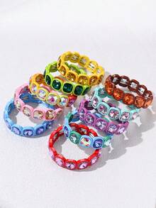 1件装奢华方形水钻镶嵌手链，优雅多色手链，适合女性，情人节、母亲节、生日礼物，派对/晚礼服配饰，时尚首饰 - 款式 - 查看 3