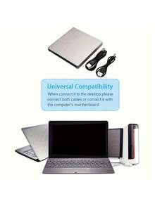 适用于笔记本电脑的USB外置CD/DVD光驱 - 即插即用超薄光驱，防震静音，DVD/CD读取器（不支持刻录/读取空白光盘），兼容Windows 11/10/8/7等操作系统，无需电池，适用于PC/台式机