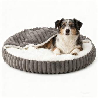 Striped Pet Bed With Cover, Available In Multiple Sizes, Suitable For Pets At Home, Outdoor Play, And Sleeping/Resting. The Cover Helps Effectively Retain Warmth And Protect From Cold.