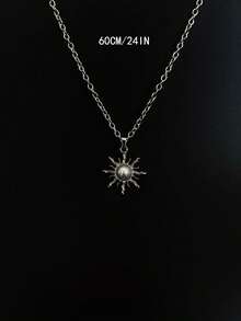 4pcs/Set Fashionable Elegant Sparkling White Crystal Sunflower Necklace & Earrings Jewelry Set, Gift For Mother's Day/Birthday/Party/Valentine's Day/Music Festival, Everyday Wear - White - View 6