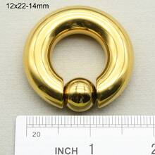 1 szt. Złoty pierścień PVD ze stali chirurgicznej PA, duży rozmiar, pierścienie z koralikami sprężynowymi, kulki BCR do przekłuwania nosa, kolczyki do przegrody nosowej dla mężczyzn i kobiet, biżuteria do ciała, 00G, 0G, 2G, 4G, 6G, 8G, 10G, 12G, średnica 10-22 mm