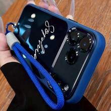 Blue Lanyard Personalized Initial Name Phone Case Compatible With 17 Pro Max Air Series Full Coverage Design Lens Protection Shock-Proof And Scratch-Resistant Perfect Gift For Birthday Christmas Spring Gift - Royal Blue - View 4
