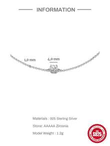 1Pc 925 Sterling Silver Simple Geometric Elements Cubic Zirconia Connected Finger Ring Bracelet Hypoallergenic Pure Silver Suitable For Women For Daily, Dates, Vacation, Wedding, Party, Holiday Gift - Silver - View 8